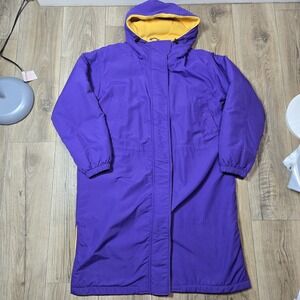 Lands' End Purple Gold Fleece Full‎ Long Coat With Hood  Large 14-16 Vikings